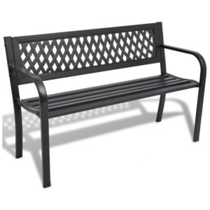 Charisa Outdoor Steel Seating Bench In Black