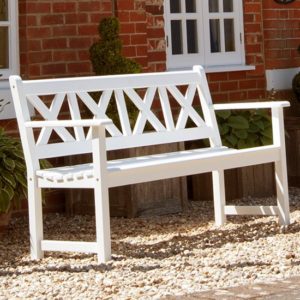 Newry Outdoor Drachmann 5ft Wooden Seating Bench In White