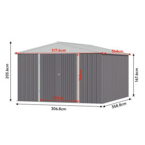 10.5 x 6.7ft Outdoor Garden Metal Storage Shed with Lockable Double Doors