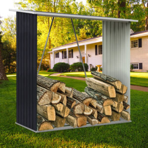 164cm L Firewood Storage Shed Metal Log Holder Fire Wood Rack Garden Patio Shelter