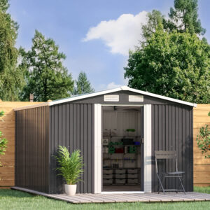 12ft Garden Metal Storage Shed with Gabled Roof Top Large Size