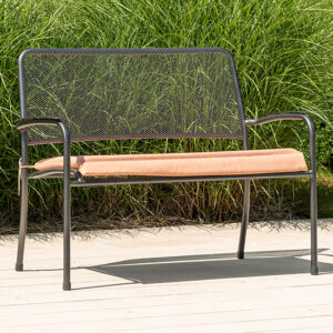 Prats Outdoor Seating Bench In Grey With Ochre Cushion