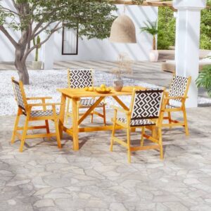 Corbin Medium Acacia Wood 5 Piece Garden Dining Set In Natural