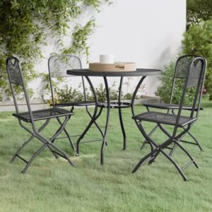 Galax Large Round Metal Mesh 5 Piece Dining Set In Anthracite