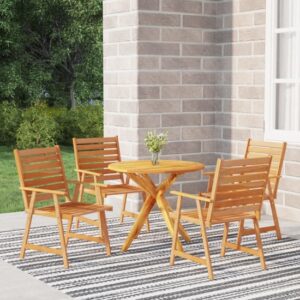 Galena Solid Wood 5 Piece Round Garden Dining Set In Acacia