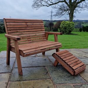 Vail Timber Garden 2 Seater Bench With Footstool In Brown