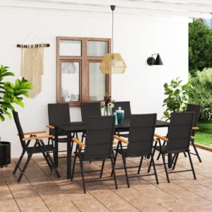 Sarnia Large Aluminium 9 Piece Dining Set In Black And Brown