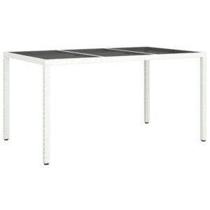 Bexter Glass Top Garden Dining Table Rectangular In White