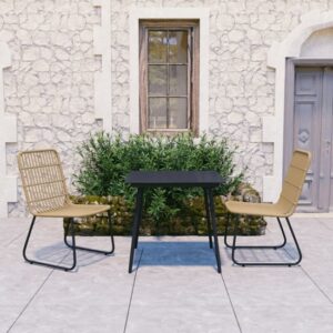 Laredo Small Rattan And Glass 3 Piece Dining Set In Oak Black