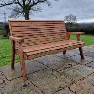 Vail Timber Garden 3 Seater Bench In Brown