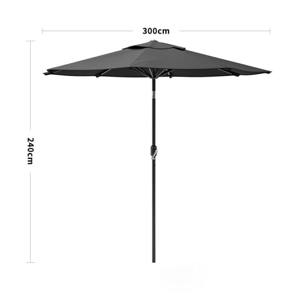 3M Backyard Sunshade Parasol Garden Tilt Umbrella with Crank