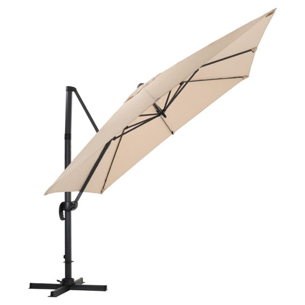 Taupe 3 x 3 m Square Cantilever Parasol Outdoor Hanging Umbrella for Garden and Patio