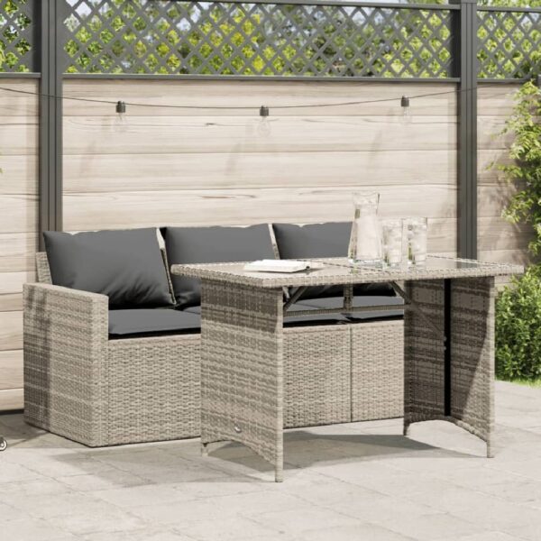 Ponce Rattan Glass Outdoor 3 Seater Dining Set In Grey