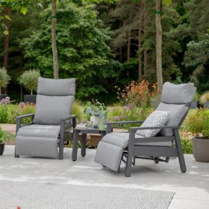 Benoit Aluminium Reclining Duo Set With Side Table