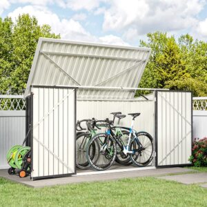 6/7ft Lockable Steel Garden Metal Junk/Bike Storage Shed Green/Black/Grey