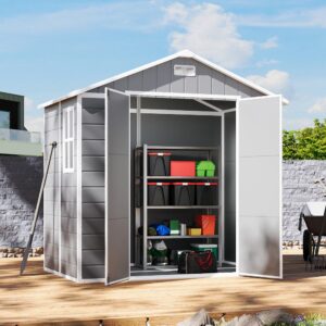 8x4ft Apex Roof Garden PP Tool Shed Outdoor Patio Storage House