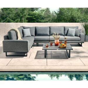 Arica Fabric Corner Lounge Set And Coffee Table In Grey