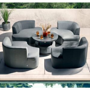 Arica Sunbrella Fabric Snug Set And Coffee Table In Grey