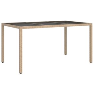 Bexter Glass Top Garden Dining Table Rectangular In Beige