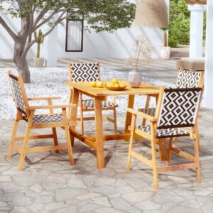 Corbin Small Acacia Wood 5 Piece Garden Dining Set In Natural