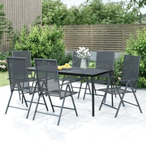 Elon Medium Steel 7 Piece Garden Dining Set In Anthracite