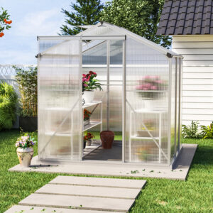 Living and Home Silver Aluminum Framed 6x6 Greenhouse with Vent