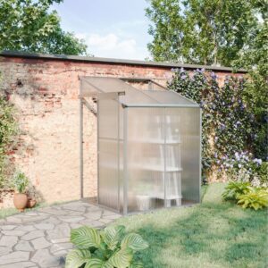 Livingandhome Lean-to Aluminum Greenhouse with Sliding Door, PM1041PM1042