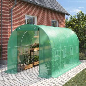 Metal Framed Walk-in Greenhouse with Zipper Door and Windows