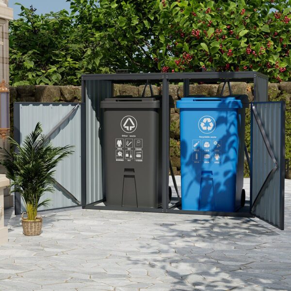 Outdoor Metal Garbage Can Garden Storage Shed