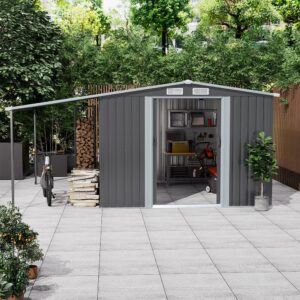 Outdoor Metal Storage Shed with Lean-to