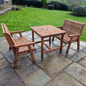 Vail Timber Brown Dining Table Small With 2 Benches