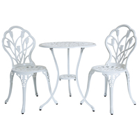 Cast Aluminium Tulip Bistro Table and Chairs Set " White