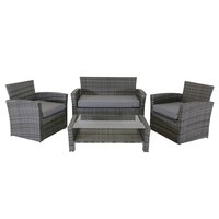 Deluxe 4 Piece Rattan Furniture Set Grey