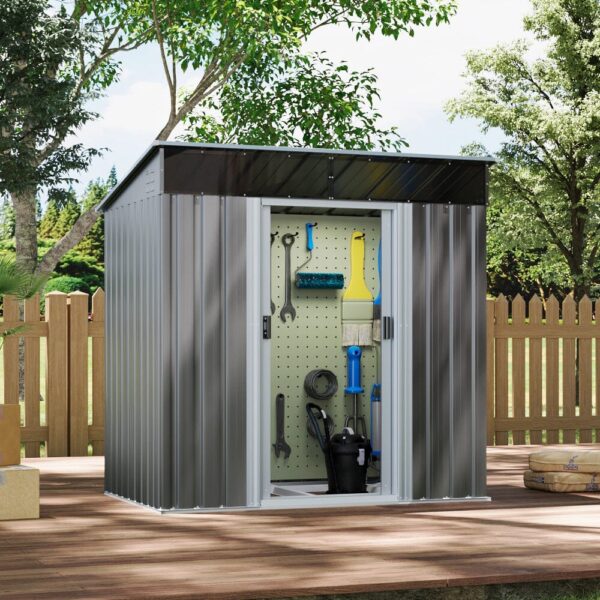 6×3 ft Galvanized Steel Acrylic Garden Storage Shed