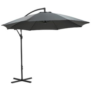Athine Outdoor Polyester Round Parasol In Dark Grey