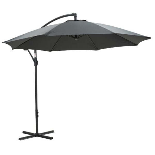 Athine Outdoor Polyester Round Parasol In Dark Grey