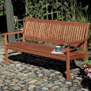 Walsall Wooden Garden 3 Seater Bench In Natural