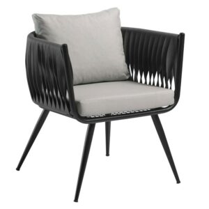 Mulvane Outdoor Rattan 1 Seater Sofa In Black And Anthracite