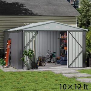 3×5 ft/ 4×6ft/ 6×8 ft/ 10×8ft/ 10×10ft/ 10×12ft Metal Outdoor Garden Storage Shed Motorcycle Sheds with Lockable