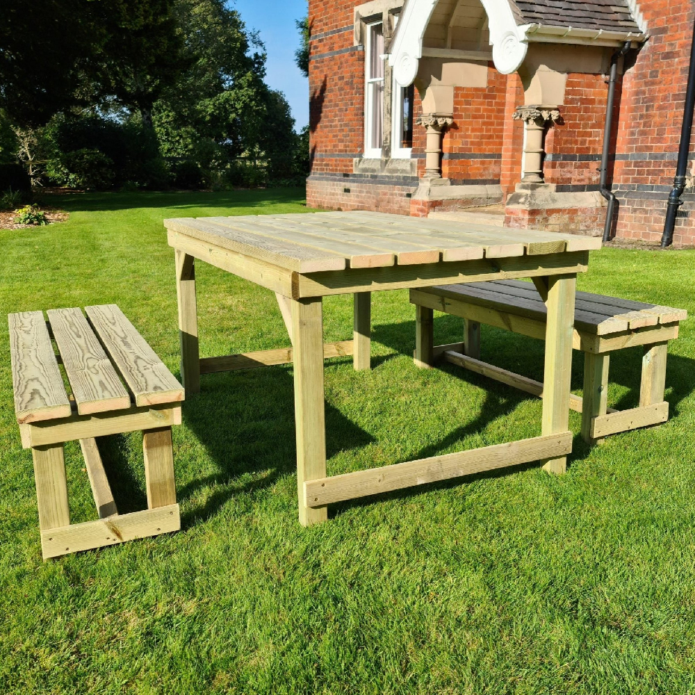 Barkingside Wooden Garden Dining Set With 2 Benches In Natural