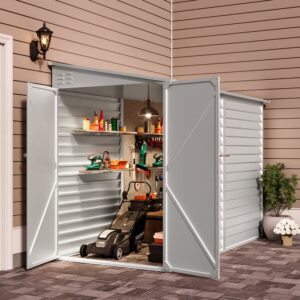 4.6×9 ft Steel Garden Bike Storage Shed Grey/White/Black Lockable