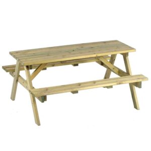 Caius Outdoor Wooden 6 Seater Picnic Table in Green Pine