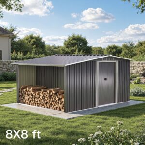 4×8/ 6×8 / 8×8/ 10×8ft Steel Garden Storage Bike Shed with Gable Roof Top Air Circulation Design