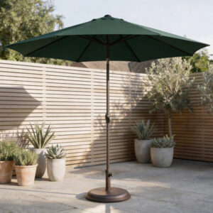 Soleya Outdoor Polyester 2.2m Crank and Tilt Parasol with Base in Forest