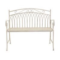Antique White Decorative Rustic Metal Garden Bench