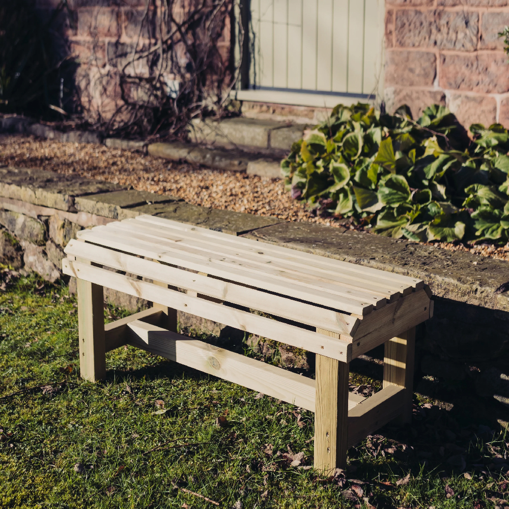 Cayce Wooden Garden Backless Seating Bench In Natural