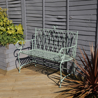 Heritage Green Decorative Rustic Metal Garden Bench