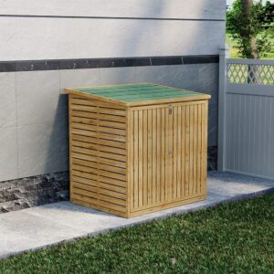 Wooden Bicycle Shed with Asphalt Roof and Steel Locking Door